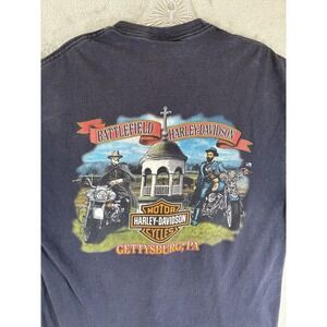 Vintage Y2K Harley Davidson Graphic Tee TShirt L Gettysburg PA Motorcycles Biker